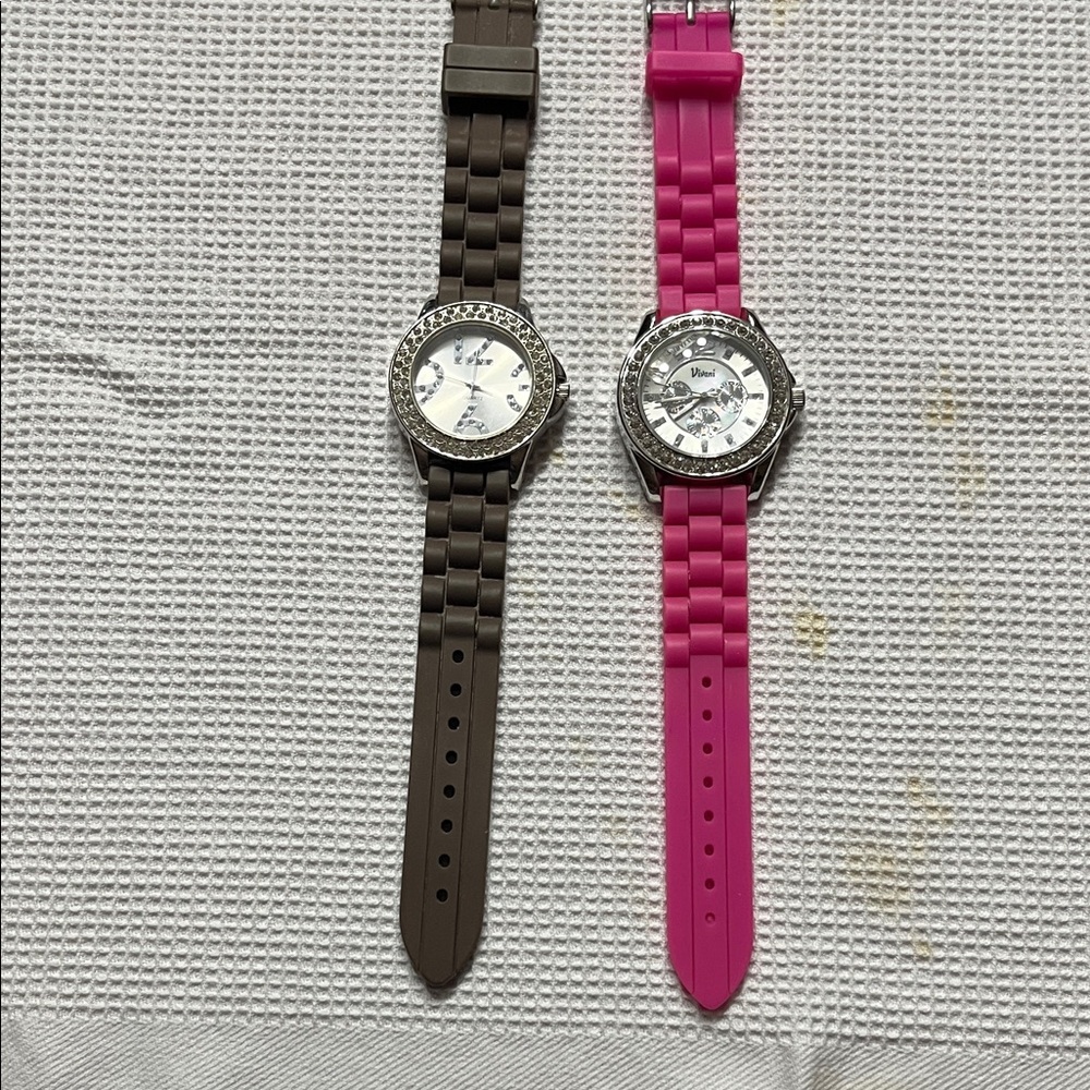 Brown and Pink Watches with Crystal Accents